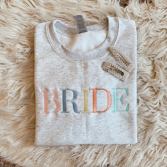 etsy Tops - Colorful Bride Crewneck Sweatshirt | Gift for Bride | Bridal Party Shir